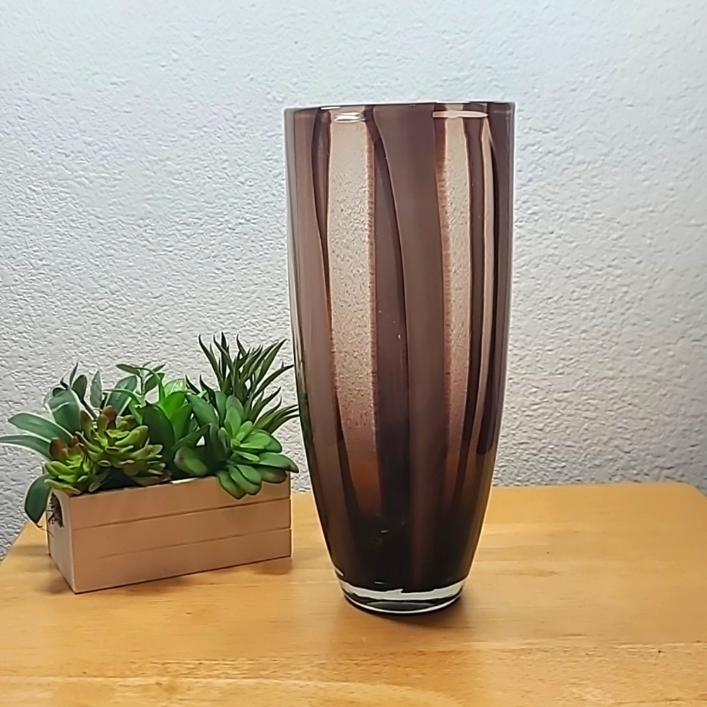 HAND-BLOWN glass vase